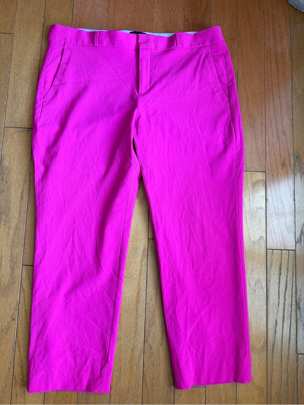 Banana Republic Avery Pants Size 14 Wool Blend Hot Pink Flat Front Career